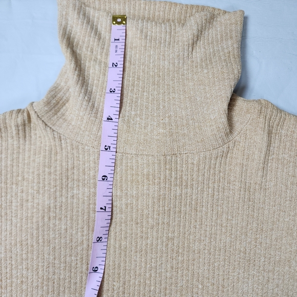 Profile Ribbed Turtleneck Sweater Tan Neutral Base Layer Size Medium - Picture 12 of 14